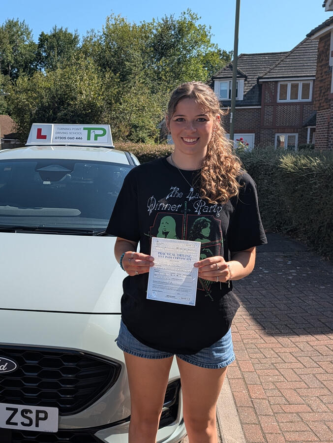 Congratulations on passing your driving test with Turning Point Driving School